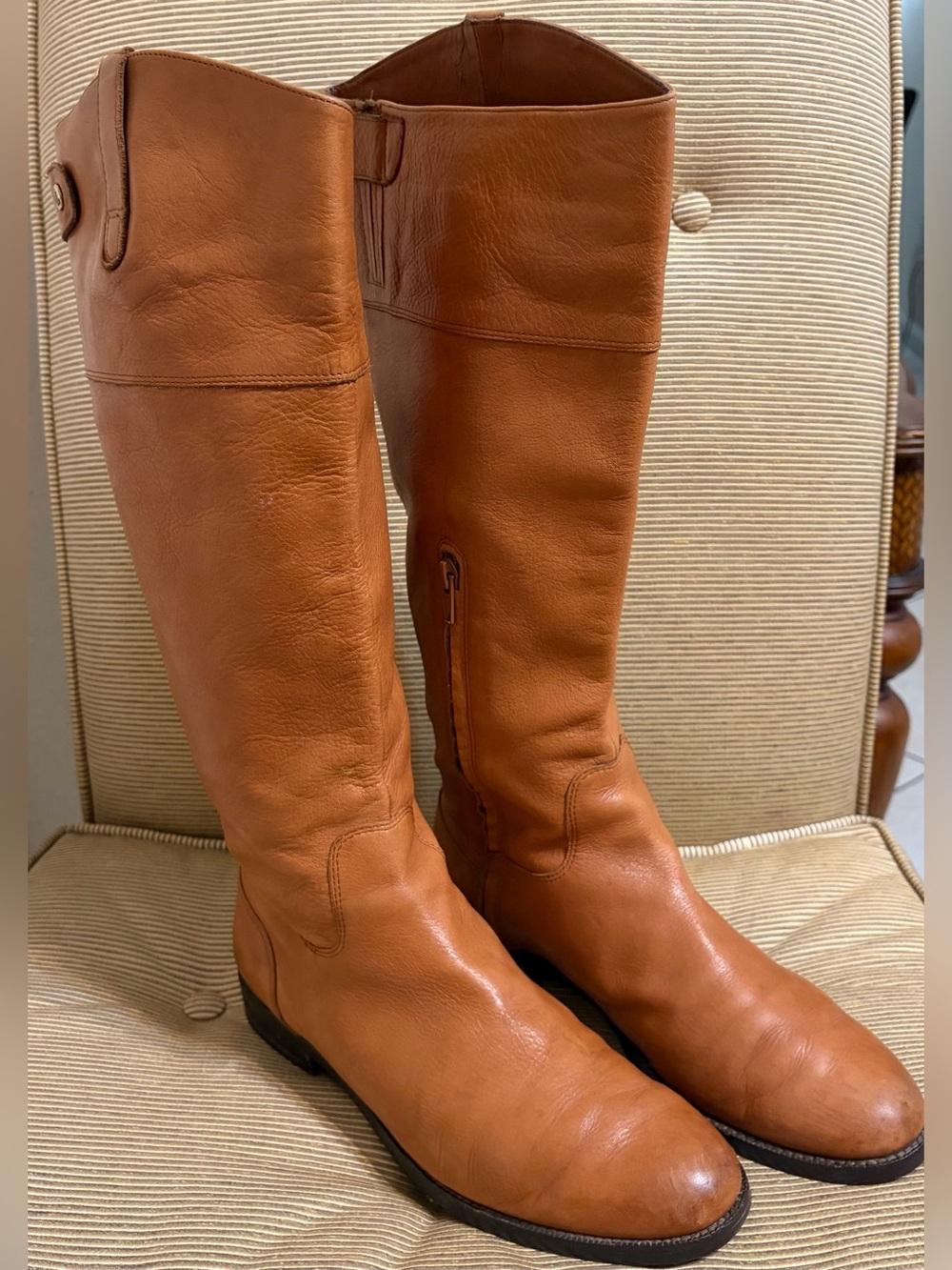 Lauren Ralph Lauren Jenessa Women's Leather Riding Boots, Deep Saddle Tan - Sz 9